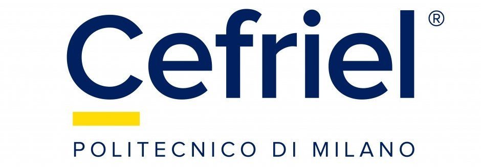 The logo of "Cefriel" with the "Politecnico di Milano" inscription, representing the Italian academic and research institution and its technology innovation center.