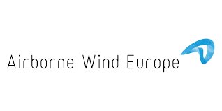 Logo of Airborne Wind Europe, with the name written in plain text on the left and a stylized blue airplane or sail icon on the right.